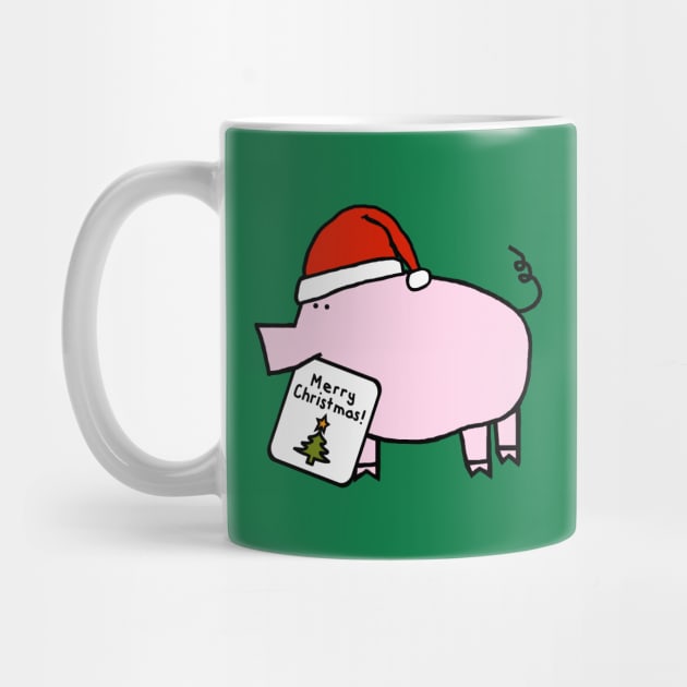 Cute Pig Says Merry Christmas by ellenhenryart